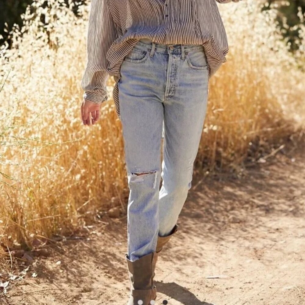 Agolde Riley High Rise Straight Crop jeans in Shatter